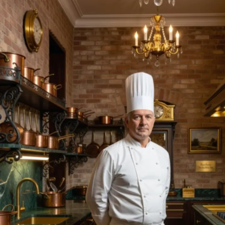 Portret polskiego szefa kuchni w eleganckim wnętrzu restauracji Widownia Play